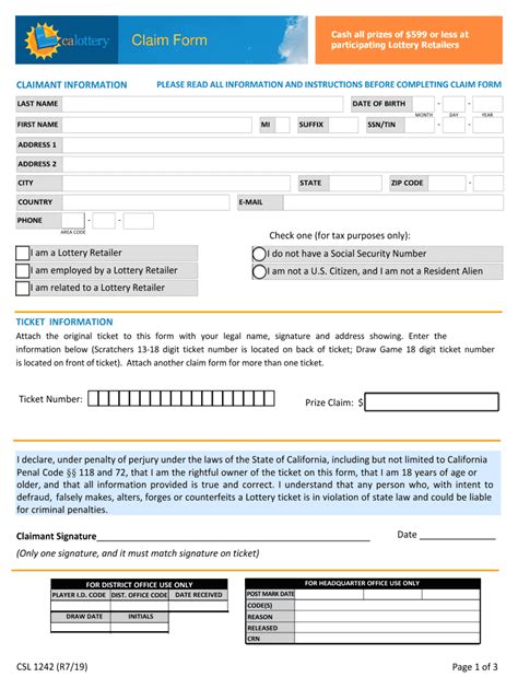california lottery claim form download.